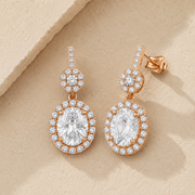 Royal Halo Lab Grown Diamond Drop Earrings in Gold
